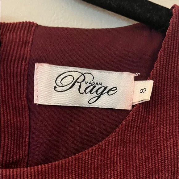 Elegant Sleeveless Wine Mini Lined Corduroy Dress - Picture 2 of 3